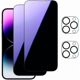 thumbnail image 1 of Chenchen 2 Pack Privacy Anti-Blue Light Screen Protector for iPhone 14 Pro Max + 2 Pack Camera Lens Protector, Anti-Spy Blue Light Blocking Eye Protection Full Coverage Tempered Glass Film (6.7"), 1 of 1