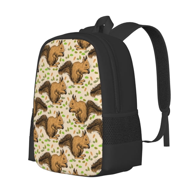 Easygdp Cute Squirrel with Green Leaves Mochila de Gran Capacidad Minimalista Ideal para Escuela, Viajes y Uso Diario
