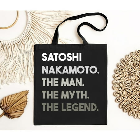 vintage Satoshi Nakamoto The Man  The Myth  The Legend T Bag in Tan - Bitcoin s Infamous Creator - Men s Short-Sleeve or Tote Bag-TH21203