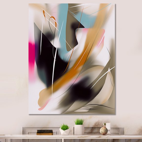 DESIGN ART Designart "Shape Abstract Artwork Iii" Abstract Canvas Art Print 16 in. wide x 32 in. high