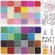 thumbnail image 1 of 24 cuentas de vidrio de rejilla, 48 colores, cuentas sueltas, barniz para hornear, juego de cuentas de mijo, 1 of 3