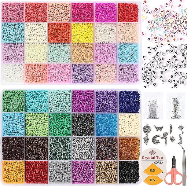 24 cuentas de vidrio de rejilla, 48 colores, cuentas sueltas, barniz para hornear, juego de cuentas de mijo