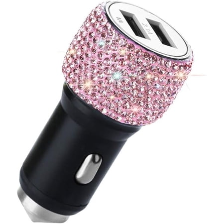ccwonima Dual USB Car Charger Car Adapter Bling Bling Rhinestones Crystal Car Decorations for Fast Charging Car Decors for iPhone Xs Max X Plus iPad Pro/Mini Samsung