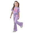 thumbnail image 2 of Gaexia Girls' Summer Pant Set,Girls Casual Fashion Outfit With Bow Short Sleeve Top and Long Pants for Play and Daily Wear Fashion Clothes,8-9 Years, 2 of 6