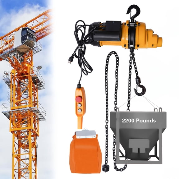 1300W Double Chains Electric Chain Hoist 2200lbs Single-Phase Crane Hoist Electric Chain with Wired Remote Control