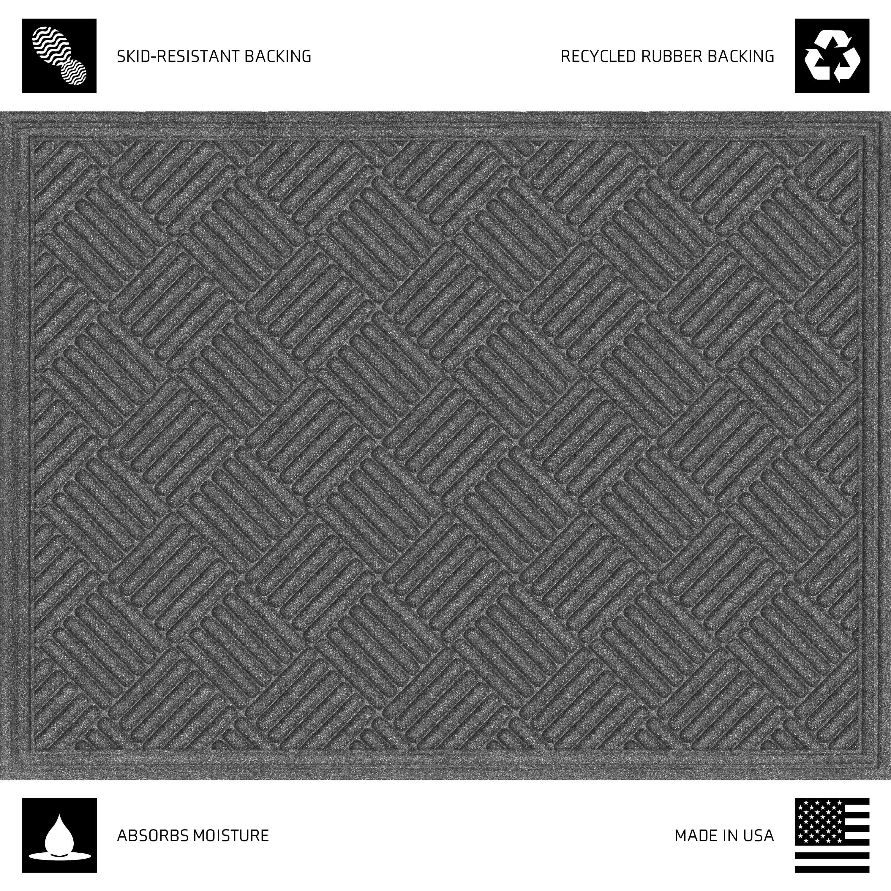Mainstays Crosshatch Doormat, Polyester and Rubber Backed, 3 ft x 4 ft, Smoke