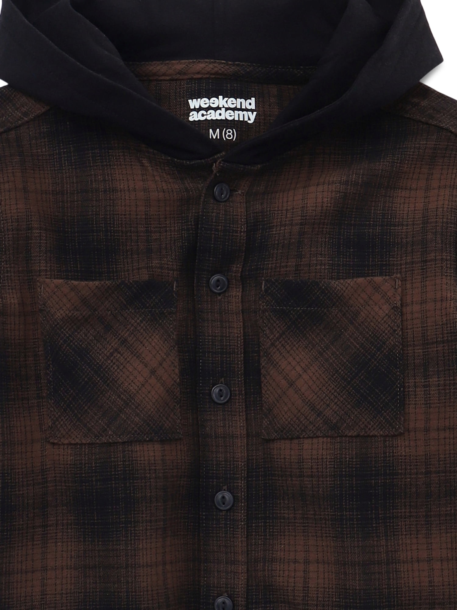 Weekend Academy Boys Hooded Flannel Shacket, Sizes 4-18