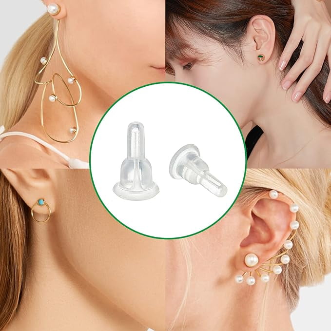 50pcs Silicone Earring Backs Full Cover Clear Earring Backs Dust Proof Hypoallergenic Soft Ear Safety Pads Backstops for Stabilize Earring Studs Hooks 10x6mm Walmart