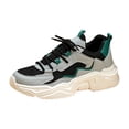 thumbnail image 6 of Sneakers for Women Trendy Color Block Breathable Mesh Running Shoes Casual Lace up Platform Athletic Tennis Shoes Green Size 10, 6 of 7