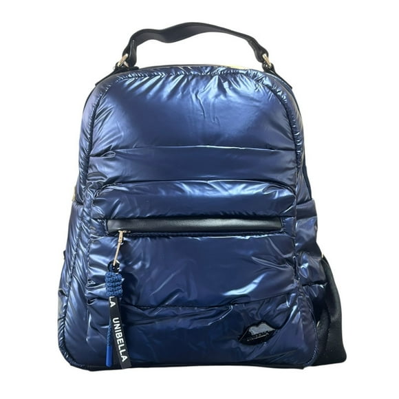 Mochila casual marca Luxo Brand modelo UNIBELLA de nylon sintética satinado acolchada color azul