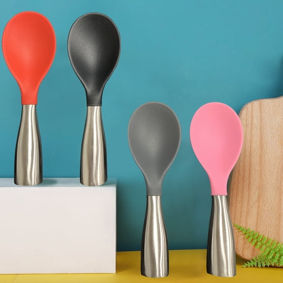 HEMOTON  Silicone Rice Spoon Non Stick Kitchen Palette Service Ergonomic Scoop Smooth