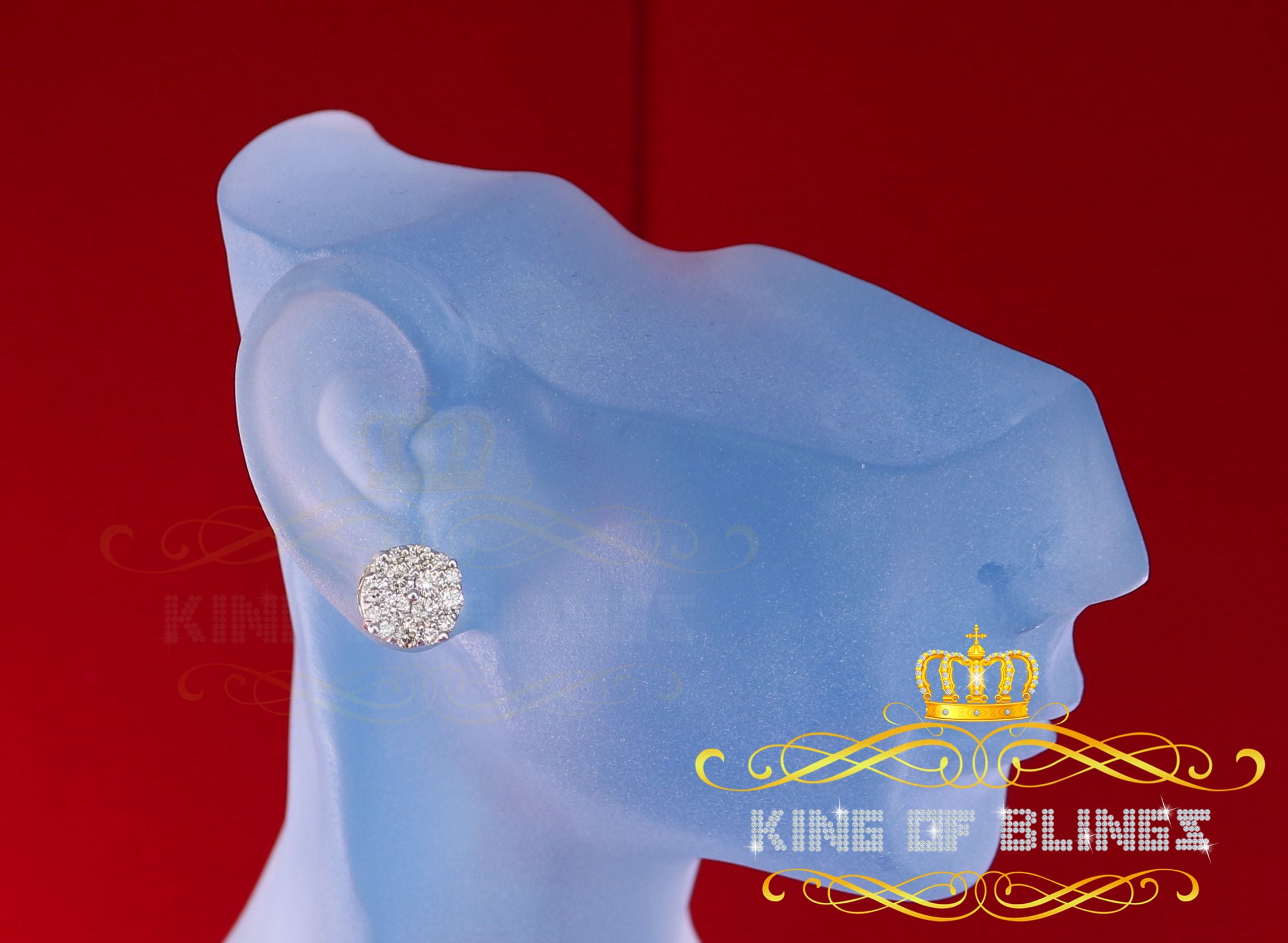 King of Bling's 10K Real Yellow Gold with 1.25CT Real Diamond Men's/Women's Stud Round Earrings