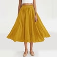 thumbnail image 2 of hoksml Women's Solid Color Beach Crinkle Midi Skirt, High Elastic Waist A-Line Flowy Skirt for Casual and Daily Wear, 2 of 9