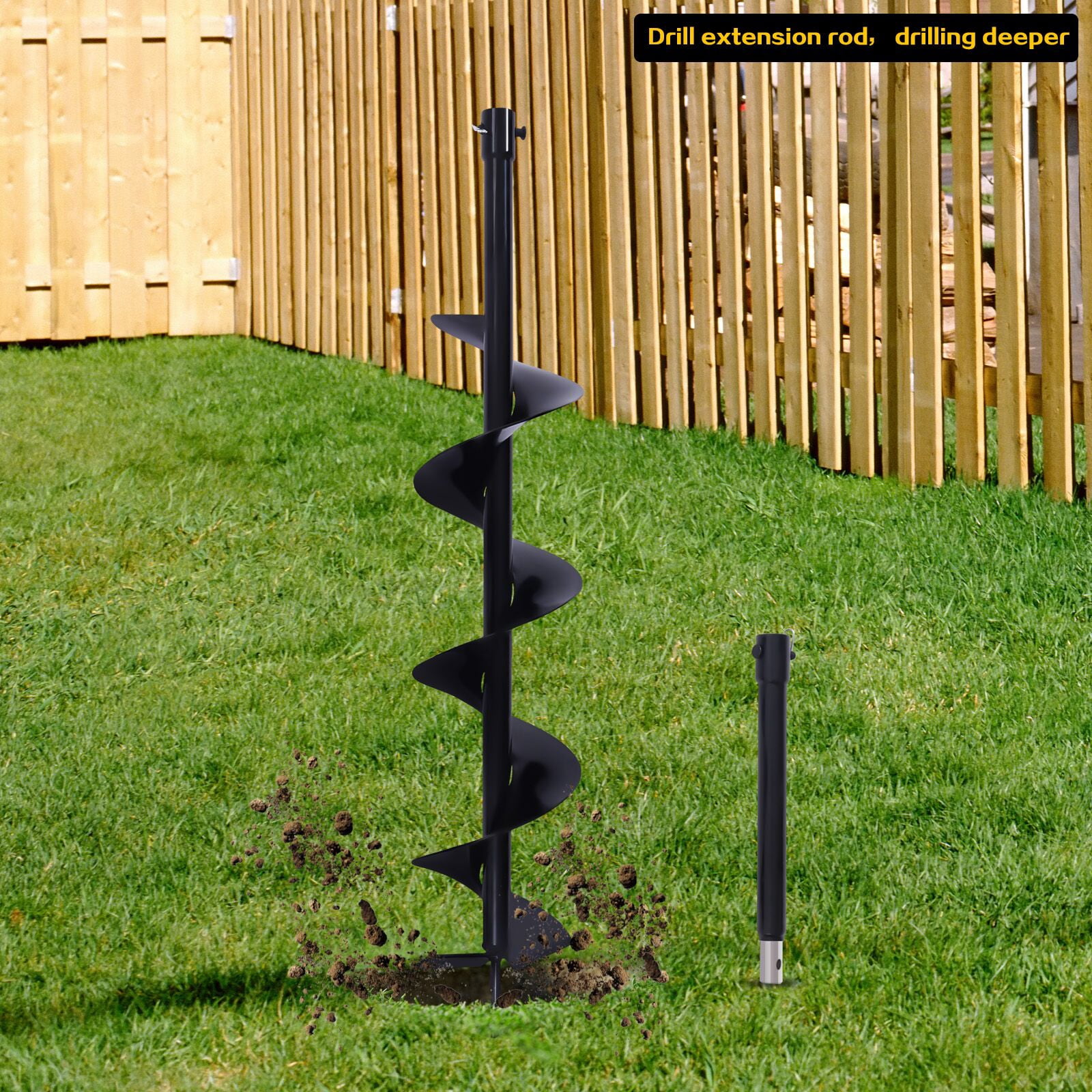 Loyalheartdy 6" Auger Bit with Extension Bar for Post Holes Replacement