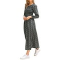 thumbnail image 4 of INSPIRE CHIC Floral Smocked Long Dress for Women's Long Puff Sleeve A-Line Summer Boho Maxi Dresses XS Black, 4 of 6