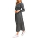 thumbnail image 4 of Vestido largo smock floral Inspire Chic para mujer, con mangas largas abullonadas, estilo A-line, vestido maxi bohemio de verano XL negro, 4 of 6
