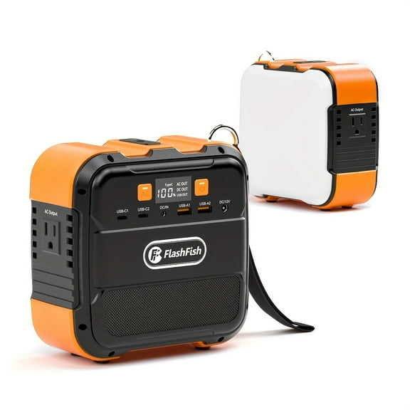 FlashFish 200W Solar Generator - 40800mAh Portable Power Station with 110V AC Outlet, 2 DC & 3 USB Ports - Ideal for CPAP, Camping & Emergencies