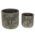 thumbnail image 1 of 2 Pc Cement Round Planter (Deer), 1 of 1