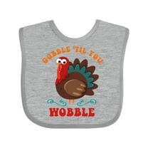 Inktastic Gobble Wobble Turkey Boys or Girls Baby Bib