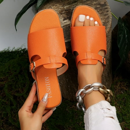 

Wavsuf Slippers for Women Beach Casual Summer Orange Slippers Size 6.5
