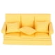 thumbnail image 1 of Mini sofá para casa de muñecas 1:12 con 3 uds. De almohada, muebles de sala de estar, accesorios de decoración para casa de muñecas de madera, amarillo, 1 of 10