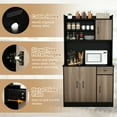 thumbnail image 6 of Demi Bonn Kitchen Storage Cabinet, Buffet Sideboard, 4-Door Freestanding Kitchen Buffet with Hutch and Adjustable Shelves, for Dining Room, Kitchen, Living Room, Black, 6 of 7