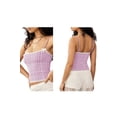 thumbnail image 3 of Women'S Y2k Gingham Square Neck Crop Tank Tops Spaghetti Strap Lace Trim Bow- Front Tops - Shirt Purple XL, 3 of 7