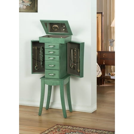 Dark Armoire - Incadozo Standalone Jewelry Armoire in Sea Green