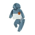 thumbnail image 2 of Loicainy Toddler Baby Boys Hooded Outfits Sets 6 12 18 24 Months 2T 3T Long Sleeve Contrast Color Hoodie Tops and Drawstring Pants Clothing Set, 2 of 9