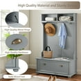 thumbnail image 3 of HIUU Coat Rack with Shoe Storage for Entryway, Hall Tree with Bench and Shoe Storage, Blue, 3 of 9