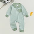 thumbnail image 2 of JUMEYU Baby Clothes for Boys Toddler Boy Clothes Cute Long Sleeve Comfortable Jumpsuit Pants Outfits Sets 0 3 6 9 12 18 24 Months (Green,3-6 Months), 2 of 6
