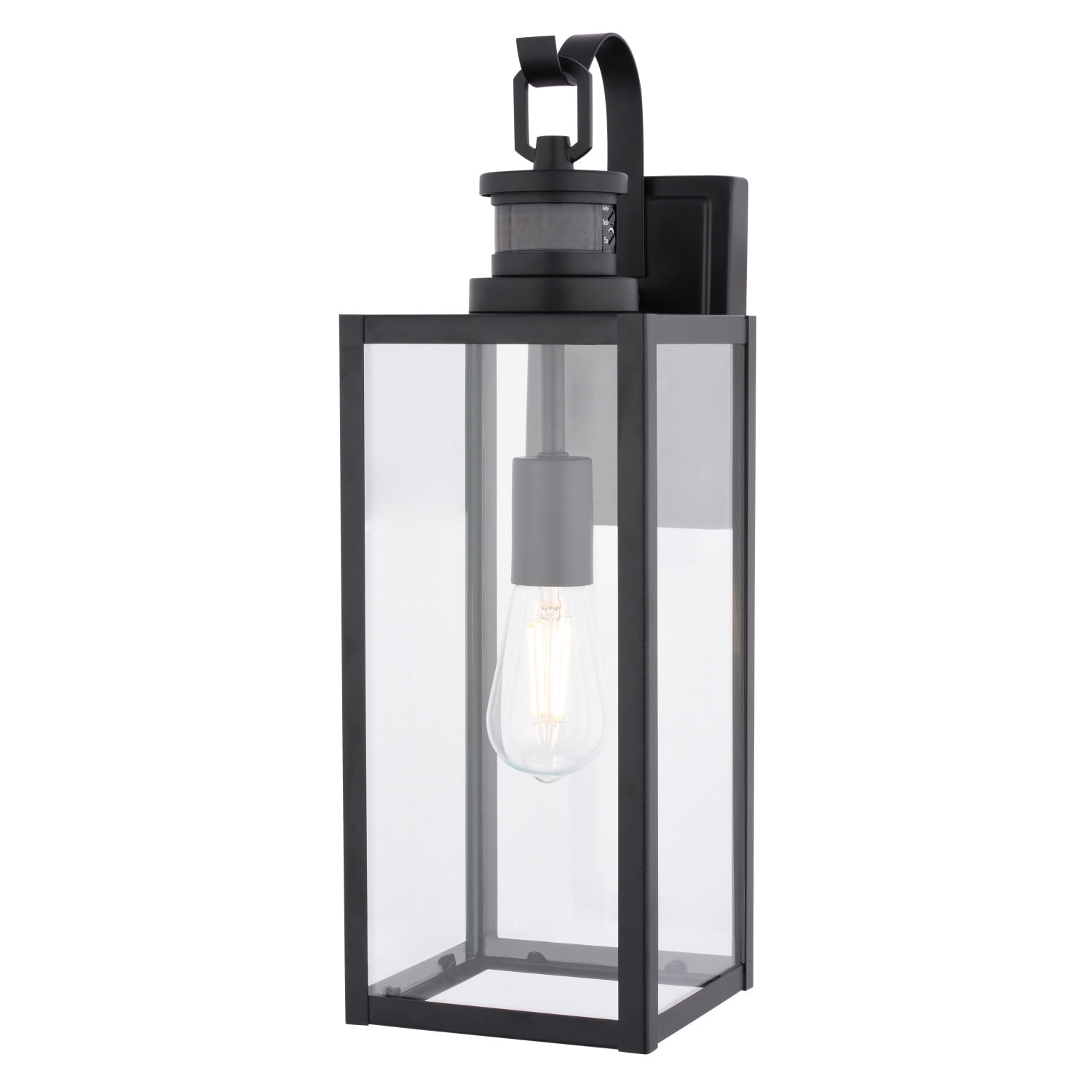 VAXCEL Clinton Matte Black Motion Dusk to Dawn Outdoor Wall Sconce Light Fixture