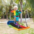 thumbnail image 2 of WYDK Surfing Tree Swing,Platform Swing with Soft Handles and Adjustable Height, Saucer Tree Swing with Stable Metal Frame and Spacious Swing Board, Colorful, 2 of 9