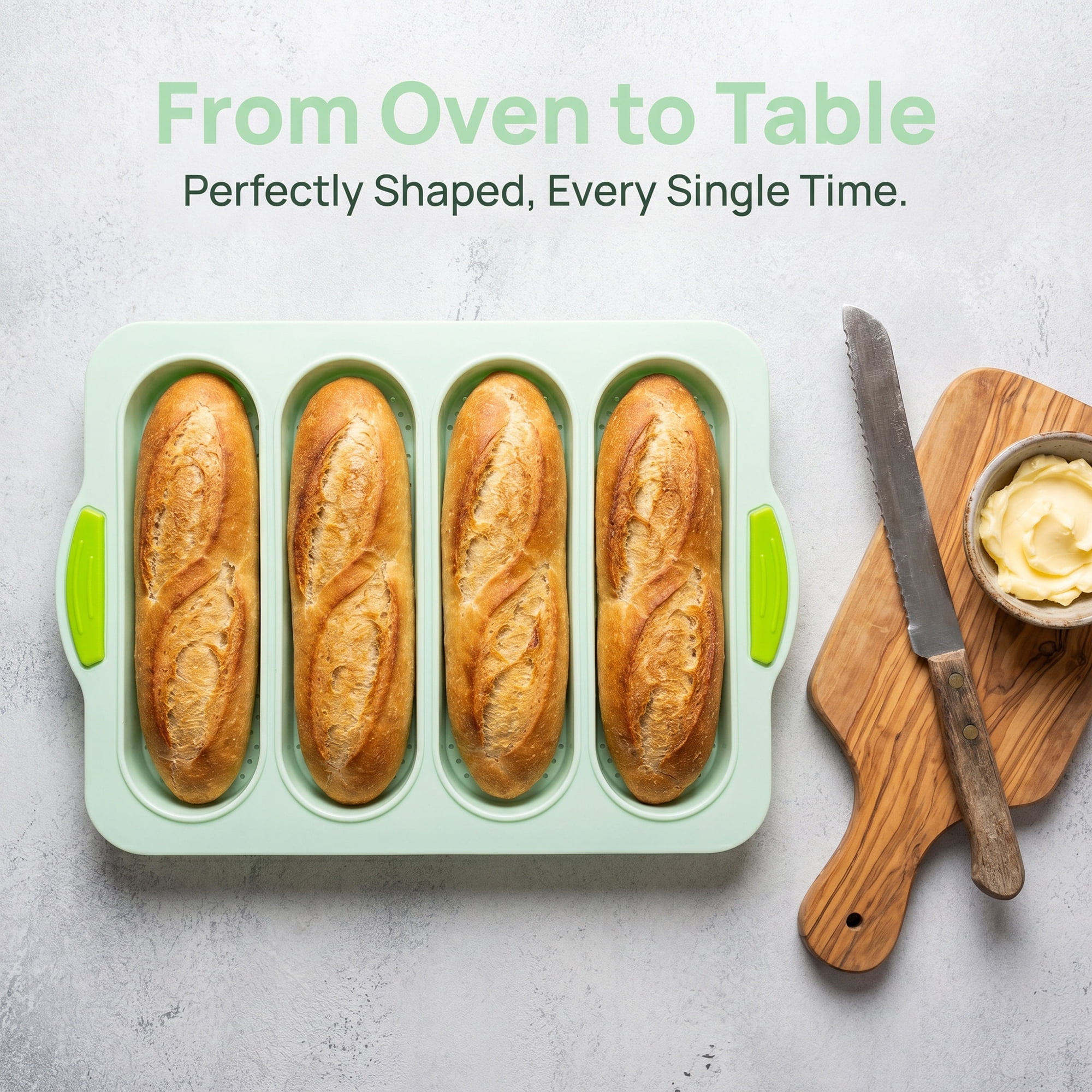 Unique Bargains Baking Pan 4-Loaf Speckled Nonstick Tray with Handle Green 13.4"x9.4"x1"
