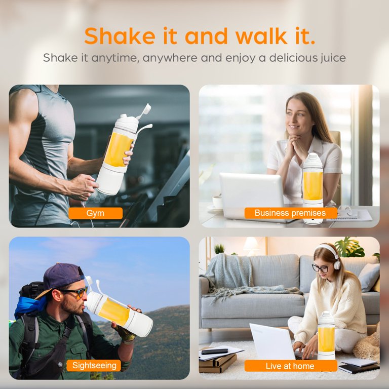 BIZOI Draagbare elektrische sappers, mini-mixer met led-display, 500 ml, draagbare blender, mini-blender voor sportschool, kantoor, camping, het bereiden van milkshakes, sappen