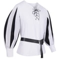 thumbnail image 1 of Ceisia Men Fashion Medieval Retro Contrast Bubble Gift Sleeve Long Sleeve V Neck Casual Shirt Top, 1 of 4
