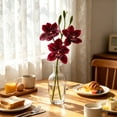 thumbnail image 4 of Doghiosgha 1 Pc Artificial Cymbidium Flowers, Faux Orchid Spray, Single Flower Stems for Wedding Home Garden Party Table Decor, 7.8x21.6 Inch, Wine, 4 of 6