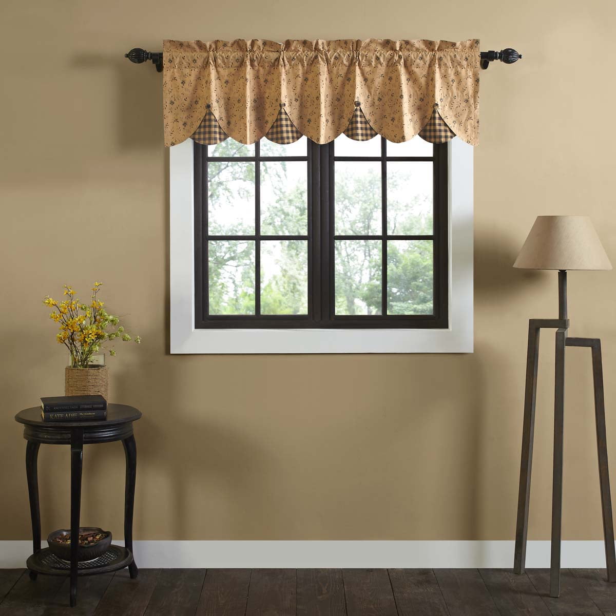 Natural Tan Primitive Kitchen Curtains Maisie Rod Pocket Cotton