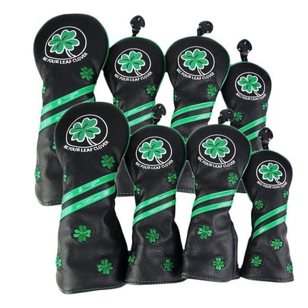 Golf Club Head Cover Driver Putter Cover for UT Wood Set, Waterproof Golf Club Headcover - Black, 8 Pieces