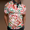 thumbnail image 2 of Yoodem Polo Shirts for Men Mens Shirts Men Fashion Spring Summer Casual Short Sleeve Turndown Neck Printed T Shirts Top Blouse Men's T-shirts Red M, 2 of 5