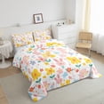 thumbnail image 3 of Feelyou Cute Floral Flower Queen Comforter Set, Kawaii Bunny Rabbit Bedding Sets, Spring Groovy Daisy Reversible Bedding Comforter Set, Breathable Home Decor, 3pcs, 3 of 8