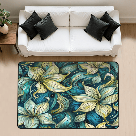 CURLYOOT Tropical Plant Area Rug 3x5 Ft Rugs for Entryway Entrance Kitchen, Washable Non Slip Vintage Indoor Floor Carpet for Bedroom Living Room