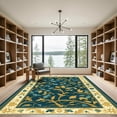 thumbnail image 2 of ODIKA 5'x7' Machine Washable Non-Slip Area Rug, Oriental Dark Teal High Traffic Rug with Pad, Blue, 1055896, 2 of 8