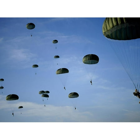 - Soldiers Descend Under a Parachute Canopy During Operation Toy Drop Print Wall Art By Stocktrek Images