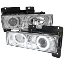 Dual Halo Projector Headlights (Chrome Housing/Clear Lens) Made for and Compatible with 1988-1999 Chevrolet C/K C10/Blazer/Tahoe/Yukon/Sierra/Silverado