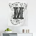 thumbnail image 1 of Letter M Tapestry, Abstract Ornamental Design in Dark Color Scheme Swirls and Lines Eastern, Fabric Wall Hanging Decor for Bedroom Living Room Dorm, 5 Sizes, Black Grey White, by Ambesonne, 1 of 1