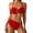 Red, variant on Swimming Suits for Women 2 Piece Bathing Suits for Women Solid Color Two Piece Swimwear with Metallic Buckle Tankini Top and High Waist Bottom