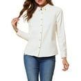 thumbnail image 6 of INSPIRE CHIC Women's Solid Shirts Long Sleeve Button Down Denim Shirt S White, 6 of 7