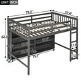 thumbnail image 5 of Loft Bed Full Size, Full Size Loft Bed with 8 Open Storage Shelves and Ladder, Built-in 13" Full Length Guardrail, Full Loft Bed for Teens, Adults, Grey, 5 of 9