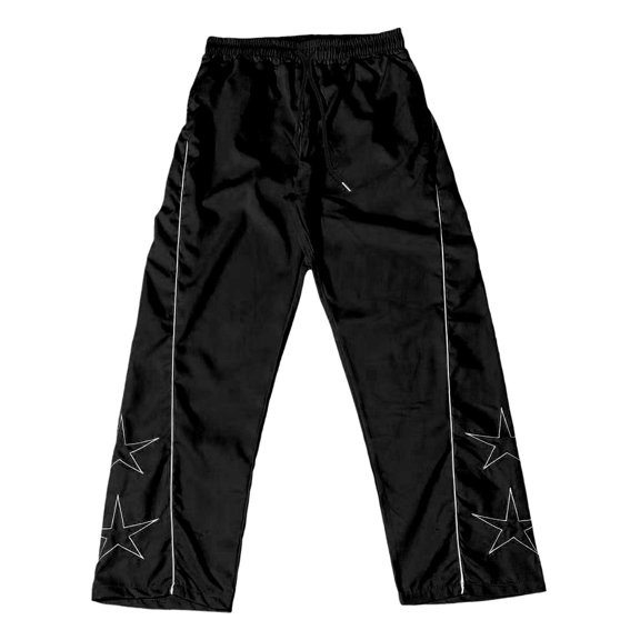 oqasdz Men's Pants Elastic Waist Spring Fall Star Embroidered Oversizxed Sweat Pants Sports Activities Casual Versatile Dailywear